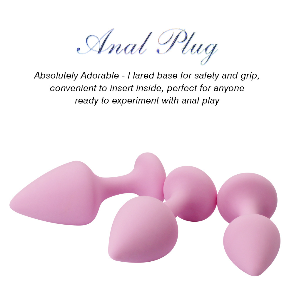 3pcs/set,Full Silicone Anal Butt Plug for Couples