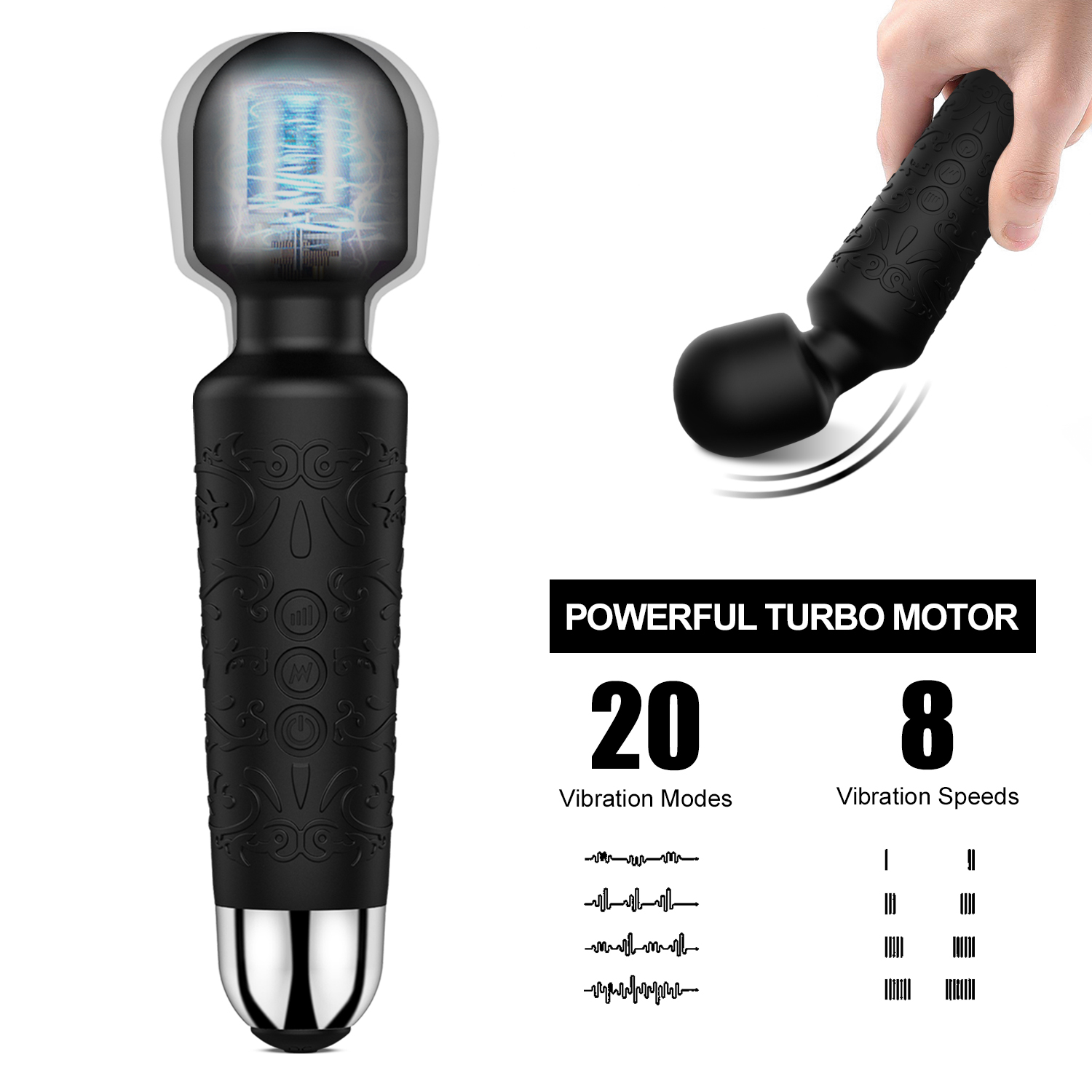 New Coming DC 5V USB Charge, 20 Vibration Modes AV Wand Vibartor for Female