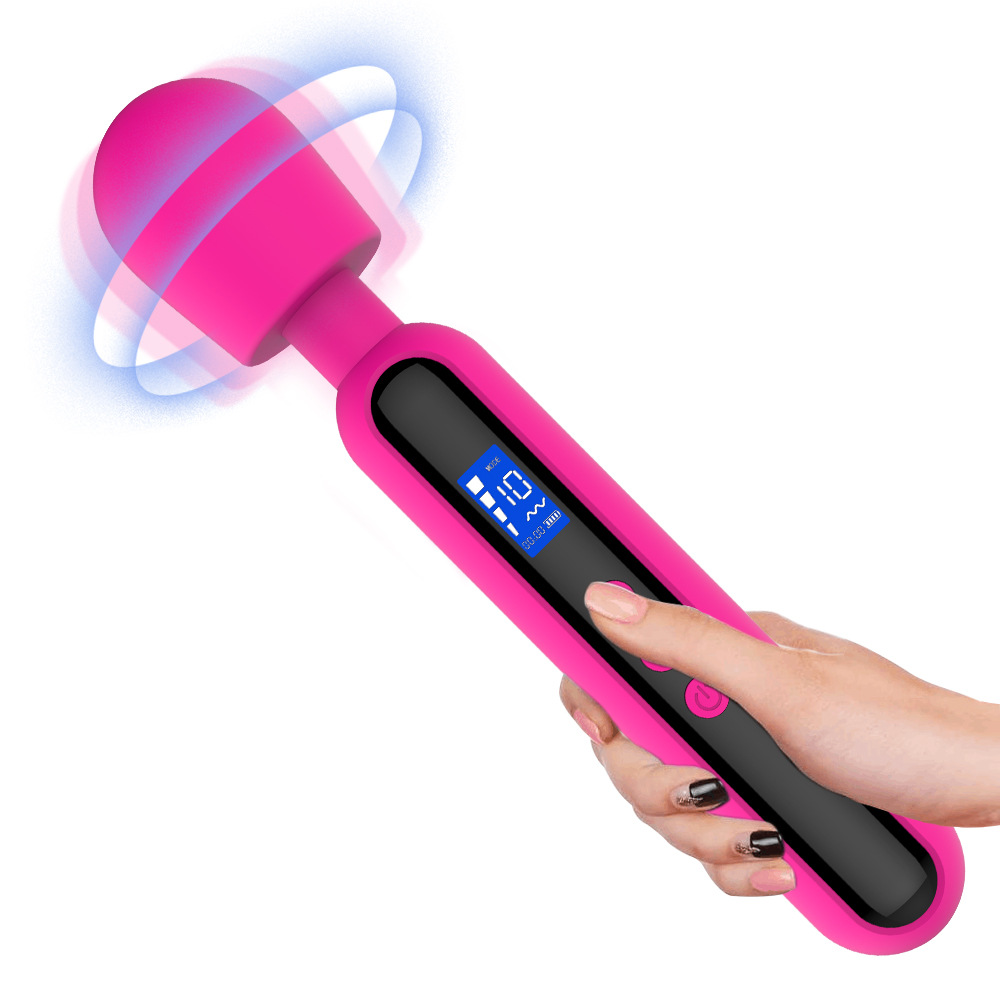 LCD Screnn Timing 10 Frequency AV Magic Wand Vibrator for Couples